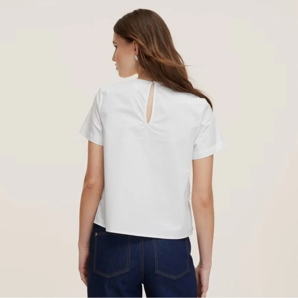 M - Kate spade x target White Ruffle ribbon short sleeve Top - Picture 5 of 5